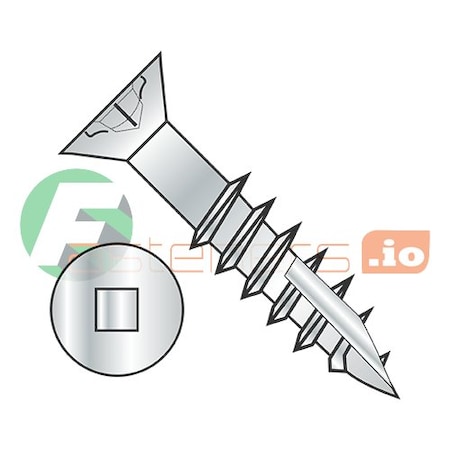 Newport Fasteners Wood Screw, #10, 4 in, Zinc Plated Steel Flat Head Square Drive, 500 PK 208755